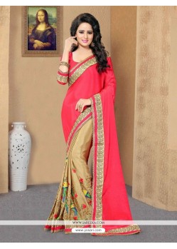 Beige And Rose Pink Fancy Fabric Designer Half N Half Saree