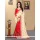 Cream And Red Fancy Fabric Half N Half Designer Saree