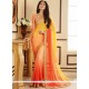 Embroidered Satin Classic Saree In Orange