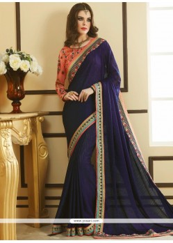 Patch Border Work Faux Georgette Classic Designer Saree