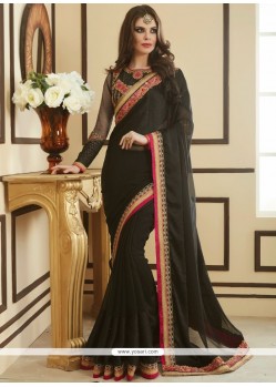 Satin Embroidered Work Saree