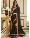 Satin Embroidered Work Saree