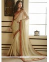 Beige Patch Border Work Classic Saree