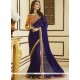 Faux Georgette Navy Blue Classic Saree