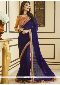 Faux Georgette Navy Blue Classic Saree