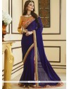 Faux Georgette Navy Blue Classic Saree