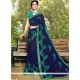 Faux Georgette Navy Blue Classic Designer Saree