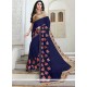 Faux Georgette Navy Blue Classic Designer Saree