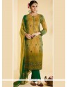 Faux Georgette Multi Colour Embroidered Work Designer Straight Suit
