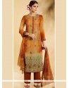 Embroidered Work Faux Georgette Multi Colour Designer Straight Suit