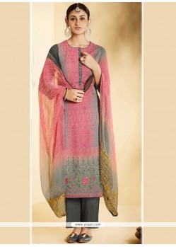 Print Work Multi Colour Faux Georgette Designer Straight Salwar Suit