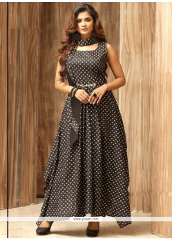 Black Print Work Party Wear Kurti