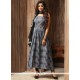 Cotton Grey Print Work Party Wear Kurti