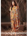 Print Work Multi Colour Cotton Party Wear Kurti