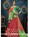 Green And Red Resham Work Lehenga Choli