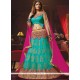 Sea Green Lace Work Net Lehenga Choli