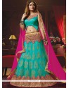 Sea Green Lace Work Net Lehenga Choli