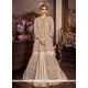 Embroidered Work Beige Net Long Choli Lehenga