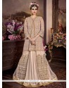 Embroidered Work Beige Net Long Choli Lehenga