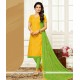 Green And Yellow Embroidered Work Churidar Designer Suit