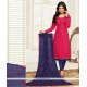 Resham Work Cotton Navy Blue And Rani Churidar Designer Suit