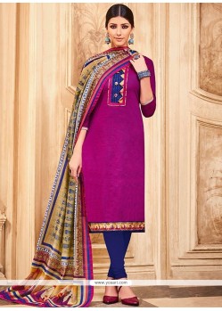 Purple Art Silk Churidar Designer Suit