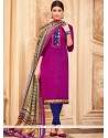 Purple Art Silk Churidar Designer Suit