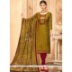 Green And Maroon Churidar Designer Suit