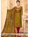 Green And Maroon Churidar Designer Suit