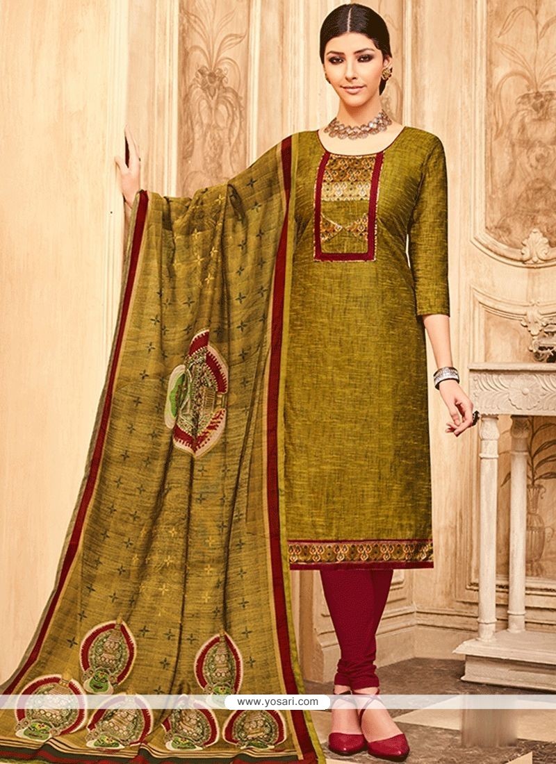 green and maroon churidar