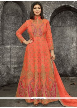 Ayesha Takia Peach Embroidered Work Floor Length Anarkali Suit