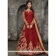 Ayesha Takia Patch Border Work Maroon Malbari Silk Floor Length Anarkali Suit