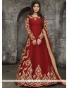 Ayesha Takia Patch Border Work Maroon Malbari Silk Floor Length Anarkali Suit