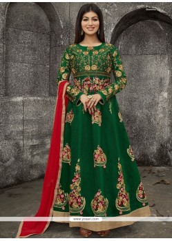 Ayesha Takia Green Patch Border Work Floor Length Anarkali Suit