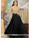 Tafeta Silk Black Floor Length Anarkali Suit