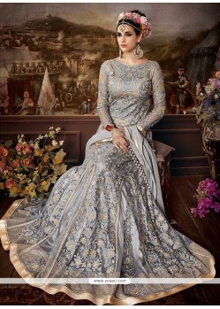 Grey Floor Length Anarkali Suit