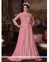 Embroidered Work Fancy Fabric Pink Floor Length Anarkali Suit