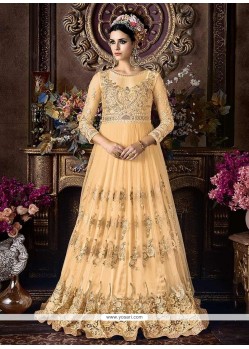 Net Resham Work Floor Length Anarkali Suit