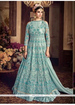 Blue Floor Length Anarkali Suit