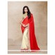 Red And White Faux Georgette Traditional Designer Saree