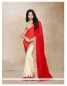 Red And White Faux Georgette Traditional Designer Saree