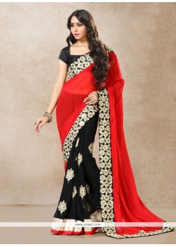 Faux Georgette Embroidered Work Designer Half N Half Saree