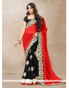 Faux Georgette Embroidered Work Designer Half N Half Saree