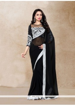 Black Faux Georgette Classic Saree