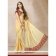 Embroidered Work Cream Saree