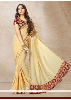 Embroidered Work Cream Saree