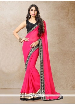 Lace Work Hot Pink Classic Designer Saree