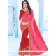 Art Silk Hot Pink And Red Half N Half Saree