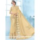 Embroidered Faux Chiffon Classic Saree In Cream