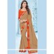 Beige Embroidered Work Faux Georgette Designer Saree